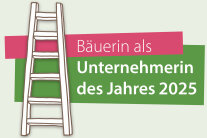 Zeichnung mit einer Leiter und der Aufschrift Bäuerin als Unternehmerin des Jahres 2025